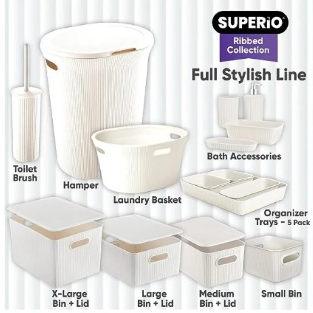 4 pc - Plastic Bathroom Accessory Set (White Smoke)